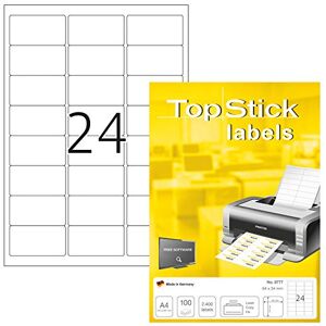 TopStick 8777 Address Mailing Labels, 24 Labels Per A4 Sheet, 64 x 34 mm, 24000 Labels, Self Adhesive, Stickers for Laser and Inkjet Printers, White TopStick 8777 Address Mailing Labels, 24 Labels Per A4 Sheet, 64 x 34 mm, 24000 Labels, Self Adhesive, Stickers for Laser and Inkjet Printers, White
