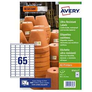 Avery Resistant, Printable, Ultra Resistant Labels Customisable, 99.1 x 139 mm, White, 4 Labels per Sheet, 80 Labels per Pack (B7651-5) Avery Resistant, Printable, Ultra Resistant Labels Customisable, 99.1 x 139 mm, White, 4 Labels per Sheet, 80 Labels per Pack (B7651-5)