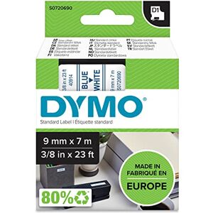 Dymo Authentic D1 Labels Blue Print on White Tape 9 mm x 7 m Self-Adhesive Labels for LabelManager Label Makers Made in Europe Dymo Authentic D1 Labels Blue Print on White Tape 9 mm x 7 m Self-Adhesive Labels for LabelManager Label Makers Made in Europe