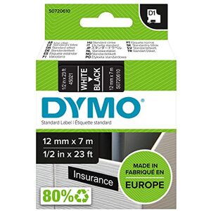 DYMO D1 Standard - White on Black - 12mm label tape DYMO D1 Standard - White on Black - 12mm label tape