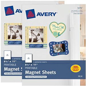 Avery Printable Magnet Sheets, 8.5" x 11", Inkjet Printer, 2 Packs, 10 White Magnetic Sheets Total (5814) Avery Printable Magnet Sheets, 8.5" x 11", Inkjet Printer, 2 Packs, 10 White Magnetic Sheets Total (5814)
