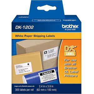 Brother Genuine DK-1202 Die-Cut Shipping Paper Labels, Long Lasting Reliability, 300 Labels Per Roll, (1) Roll per Box Brother Genuine DK-1202 Die-Cut Shipping Paper Labels, Long Lasting Reliability, 300 Labels Per Roll, (1) Roll per Box