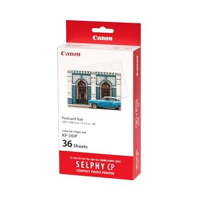 Canon SELPHY KP-36IP Ink + Paper Multipack Genuine Printer Ink Cartridges 1 Pack (1 x Cartridge) & 36 Postcard Back Sheets (100 x 148mm) Canon SELPHY KP-36IP Ink + Paper Multipack Genuine Printer Ink Cartridges 1 Pack (1 x Cartridge) & 36 Postcard Back Sheets (100 x 148mm)
