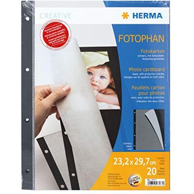 HERMA 7569 Fotophan Photo Cardboard White (230 x 297 mm) 250 Sheets 20 Sheets 23,2 x 29,7 cm Black HERMA 7569 Fotophan Photo Cardboard White (230 x 297 mm) 250 Sheets 20 Sheets 23,2 x 29,7 cm Black