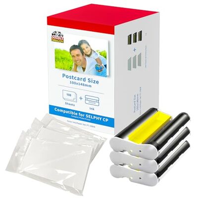 Dragon Replacement for Canon Selphy CP1300 KP-108IN Ink and Photo Paper Set for CP Printer CP1500 CP1300 CP1200 CP1000, 3115B001(AA), 3 Color Ink Cassette + 108 Sheet Paper 100 x 148mm Dragon Replacement for Canon Selphy CP1300 KP-108IN Ink and Photo Paper Set for CP Printer CP1500 CP1300 CP1200 CP1000, 3115B001(AA), 3 Color Ink Cassette + 108 Sheet Paper 100 x 148mm