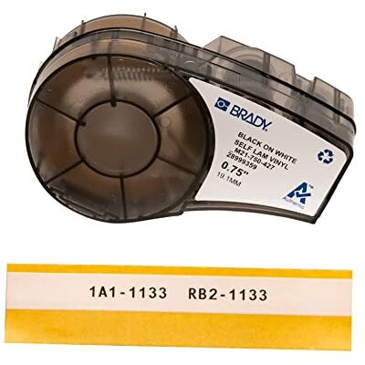Brady Self-Laminating Vinyl Label Tape for Label Printer M211 & M210 Self Adhesive Vinyl Printer Labels Cable Management Black on White, Transparent (19.05mm x 4.30m) M21-750-427 Brady Self-Laminating Vinyl Label Tape for Label Printer M211 & M210 Self Adhesive Vinyl Printer Labels Cable Management Black on White, Transparent (19.05mm x 4.30m) M21-750-427