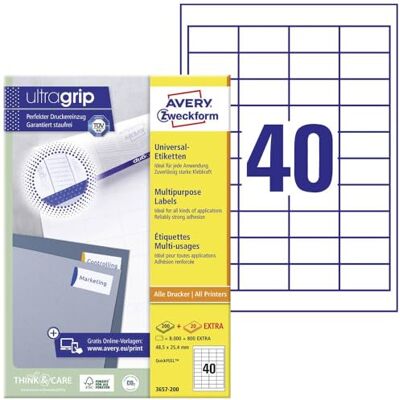 Avery Labels 48.5 x mm, Edge 48,5 x 25,4 mm White Avery Labels 48.5 x mm, Edge 48,5 x 25,4 mm White