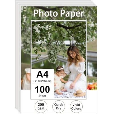 Ditwis 100 Sheets A4 Photo Paper – 200 GSM Premium Glossy Printer Paper (210 x 297mm) for Photos, Certificates & Artwork Ditwis 100 Sheets A4 Photo Paper – 200 GSM Premium Glossy Printer Paper (210 x 297mm) for Photos, Certificates & Artwork