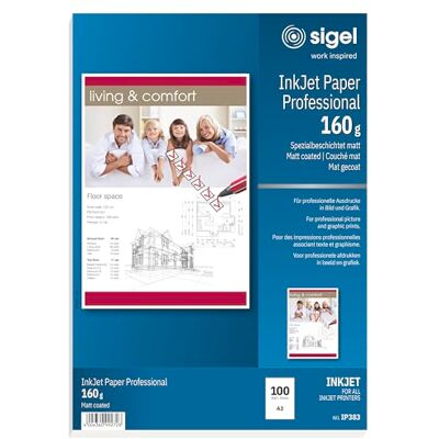 Sigel Coated Inkjet Paper A3 IP383, professional inkjet printer paper, 100 sheets Sigel Coated Inkjet Paper A3 IP383, professional inkjet printer paper, 100 sheets