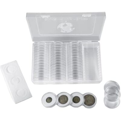 MUROAD 41mm Coin Capsules, 60 Pieces Coin Holders Case with Foam Gasket 50P Coin Storage Case box for Coin Collection MUROAD 41mm Coin Capsules, 60 Pieces Coin Holders Case with Foam Gasket 50P Coin Storage Case box for Coin Collection