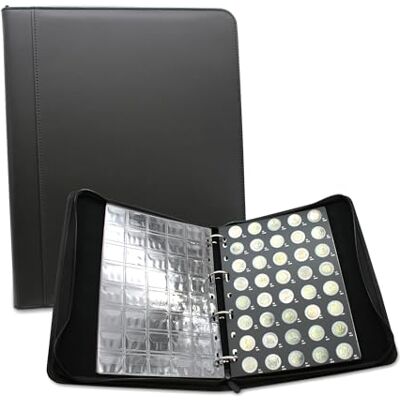 DOJA Barcelona Album for 2 Euro Coins Collection Album and Coin Holder Album with 480 Clear Pockets PU Leather Zip Closure, Storage Album 33x27x5cm for 2 Euro Coin Collection DOJA Barcelona Album for 2 Euro Coins Collection Album and Coin Holder Album with 480 Clear Pockets PU Leather Zip Closure, Storage Album 33x27x5cm for 2 Euro Coin Collection