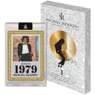 KEEPSAKE Michael Jackson Album Collection Exclusive Trading Card Box One Encased Serial Numbered Hit, 7 Iconic Albums, Chase Gold and Black 1-of-1 Parallels KEEPSAKE Michael Jackson Album Collection Exclusive Trading Card Box One Encased Serial Numbered Hit, 7 Iconic Albums, Chase Gold and Black 1-of-1 Parallels