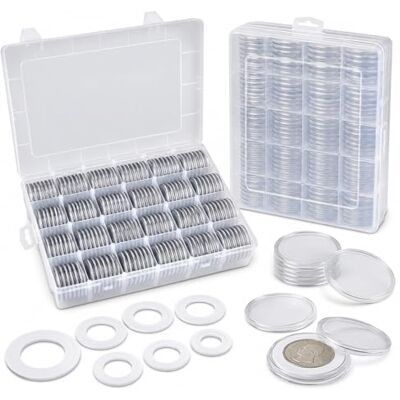 FULLCASE 168 Pieces 46mm Coin Capsules with Foam Gasket and Plastic Storage Organizer Box, 6 Sizes (20/25/27/30/38/46mm) Coins Collector Case Holder for Coin Collection Supplies FULLCASE 168 Pieces 46mm Coin Capsules with Foam Gasket and Plastic Storage Organizer Box, 6 Sizes (20/25/27/30/38/46mm) Coins Collector Case Holder for Coin Collection Supplies