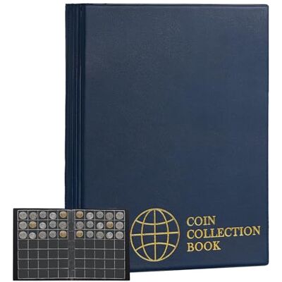 Uncle Paul Coin Collection Album 350 Pockets 10 Sheets Coin Storage Book Large Collecting Holder for Pounds Penny Cents Euro Blue CS0235BL Uncle Paul Coin Collection Album 350 Pockets 10 Sheets Coin Storage Book Large Collecting Holder for Pounds Penny Cents Euro Blue CS0235BL