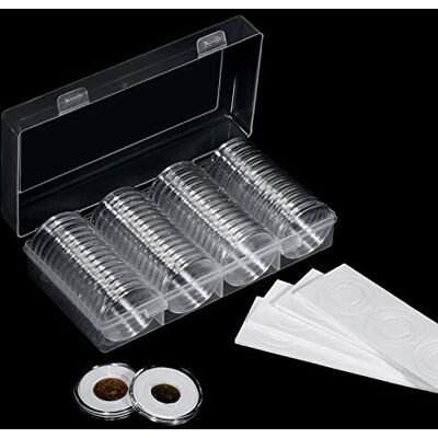 FRIMOONY 41mm Coin Capsules, with Foam Gasket and Plastic Storage Box, for Coin Collection FRIMOONY 41mm Coin Capsules, with Foam Gasket and Plastic Storage Box, for Coin Collection