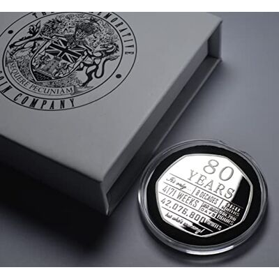 The Commemorative Coin Company 80th Birthday Silver Commemorative in Capsule and Gift/Presentation Box. 80 Years 'But Who's Counting' Gift/Present Congratulations/Party/Ideas Celebrating 80 Eighty Grandad/Grandma The Commemorative Coin Company 80th Birthday Silver Commemorative in Capsule and Gift/Presentation Box. 80 Years 'But Who's Counting' Gift/Present Congratulations/Party/Ideas Celebrating 80 Eighty Grandad/Grandma