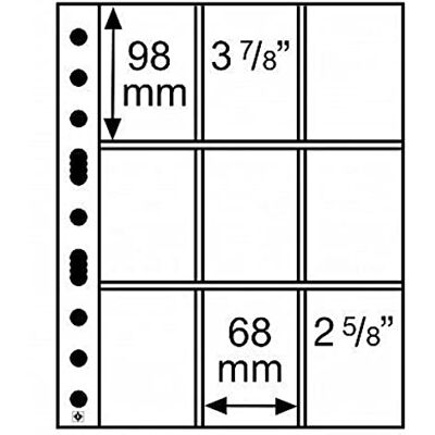 Leuchtturm 358077 clear plastic sleeves SH 312, 9 pockets for trading cards and documents pack of 50 made of PP Leuchtturm 358077 clear plastic sleeves SH 312, 9 pockets for trading cards and documents pack of 50 made of PP