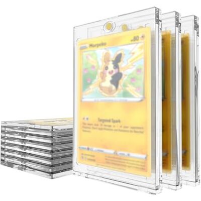 Mcbazel 35PT Magnetic Card Holder 10 Pack, UV Trading Card Protector Case Fits Standard 2.5 x 3.5 in Raw Cards, Clear Slab Display Case for PKMN, MTG, Sports and Football Collections Mcbazel 35PT Magnetic Card Holder 10 Pack, UV Trading Card Protector Case Fits Standard 2.5 x 3.5 in Raw Cards, Clear Slab Display Case for PKMN, MTG, Sports and Football Collections