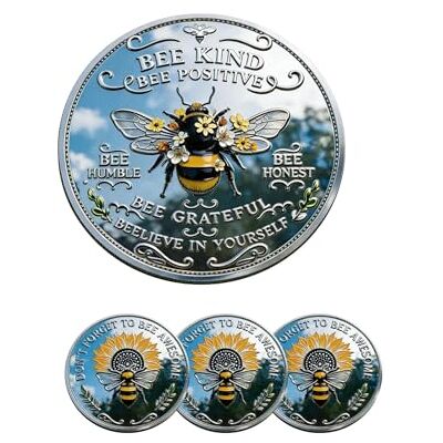 HOUKUNKA Bee Kind Positivity Commemorative Coin, Double-Sided Inspirational Bee Token, Sunflower & Laurel Design, Unique Encouragement Gift for Women, Men & Friends for Daily Positivity (2PCS) HOUKUNKA Bee Kind Positivity Commemorative Coin, Double-Sided Inspirational Bee Token, Sunflower & Laurel Design, Unique Encouragement Gift for Women, Men & Friends for Daily Positivity (2PCS)