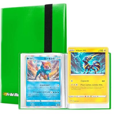 Friki Monkey XXL Jumbo Collection Album for Trading Cards Capacity for 60 genuine GX Promo Cards, VMAX, V or EX, 30 Pages for Jumbo Cards, Album with Sleeves Size 21 x 14.5 cm (Green) Friki Monkey XXL Jumbo Collection Album for Trading Cards Capacity for 60 genuine GX Promo Cards, VMAX, V or EX, 30 Pages for Jumbo Cards, Album with Sleeves Size 21 x 14.5 cm (Green)