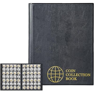 Uncle Paul Coin Collection Album 350 Pockets 10 Sheets Coin Storage Book Large Collecting Holder for Pounds Penny Cents Euro Black CS0235BK Uncle Paul Coin Collection Album 350 Pockets 10 Sheets Coin Storage Book Large Collecting Holder for Pounds Penny Cents Euro Black CS0235BK