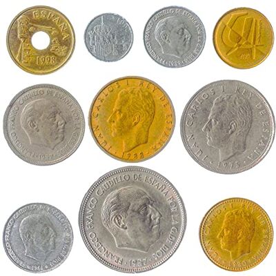 Hobby of Kings 10 Spain Coins from Europe Old Collectible Spanish Cash Lot Perfect Choice For Your Coin Bank, Holders And Collection Album Hobby of Kings 10 Spain Coins from Europe Old Collectible Spanish Cash Lot Perfect Choice For Your Coin Bank, Holders And Collection Album