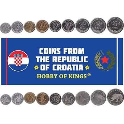Hobby of Kings 9 Coins From Croatia Croatian Coin Set Collection 1 2 5 10 20 50 Lipa 1 2 5 Kuna Marten Brown Bear Nightingale Tuna Corn Tobacco Olive Velebit Degenia Red Oak Grapes Hobby of Kings 9 Coins From Croatia Croatian Coin Set Collection 1 2 5 10 20 50 Lipa 1 2 5 Kuna Marten Brown Bear Nightingale Tuna Corn Tobacco Olive Velebit Degenia Red Oak Grapes