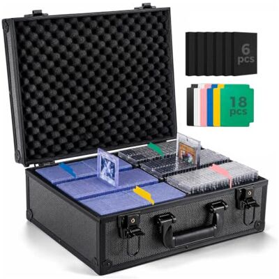 WAKSOX Graded Card Storage Box, Top Loaders Storage Box, Trading Card Case Sports with 18 Color Separators & 6 Foam Dividers, Holds 610+ Toploaders Fits PSA, BGS, SGC, CSG Slabs, Magnetic Card Holder WAKSOX Graded Card Storage Box, Top Loaders Storage Box, Trading Card Case Sports with 18 Color Separators & 6 Foam Dividers, Holds 610+ Toploaders Fits PSA, BGS, SGC, CSG Slabs, Magnetic Card Holder