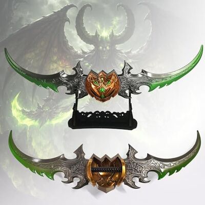 Swords and more World of Warcraft Warglaive of Azzinoth Replica 27cm Illidan Stormrage Weapon Zinc Alloy Metal Miniature Wow Collectible for Desk & Display Gamer Gift Swords and more World of Warcraft Warglaive of Azzinoth Replica 27cm Illidan Stormrage Weapon Zinc Alloy Metal Miniature Wow Collectible for Desk & Display Gamer Gift