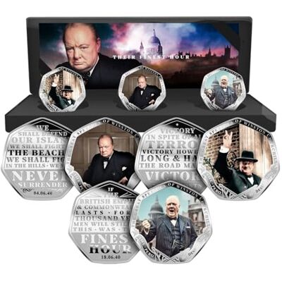 The Koin Club Winston Churchill Famous Speeches 3 Colour Silver Commemorative Coins in Box Set The Koin Club Winston Churchill Famous Speeches 3 Colour Silver Commemorative Coins in Box Set