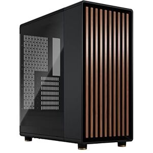 Fractal Design North Charcoal Black Tempered Glass Dark Wood Walnut front Glass side panel Two 140mm Aspect PWM fans included Type C USB ATX Airflow Mid Tower PC Gaming Case Fractal Design North Charcoal Black Tempered Glass Dark Wood Walnut front Glass side panel Two 140mm Aspect PWM fans included Type C USB ATX Airflow Mid Tower PC Gaming Case