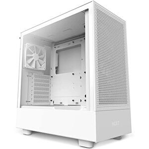 NZXT H5 Flow RGB Compact ATX Mid-Tower PC Gaming Case – High Airflow Perforated Front Panel Tempered Glass Side Cable Management 2 x F140 Core Fans 280mm Radiator Support White NZXT H5 Flow RGB Compact ATX Mid-Tower PC Gaming Case – High Airflow Perforated Front Panel Tempered Glass Side Cable Management 2 x F140 Core Fans 280mm Radiator Support White