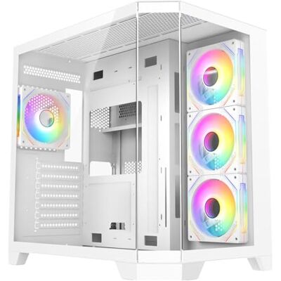 CiT DS360 Gaming PC Case ATX Mid Tower, 4 ARGB Fans, Computer Case, White Panoramic dual-chamber ATX mid tower gaming case with 4 ARGB fans, a 360mm radiator mount and space for up to 10 fan slots CiT DS360 Gaming PC Case ATX Mid Tower, 4 ARGB Fans, Computer Case, White Panoramic dual-chamber ATX mid tower gaming case with 4 ARGB fans, a 360mm radiator mount and space for up to 10 fan slots