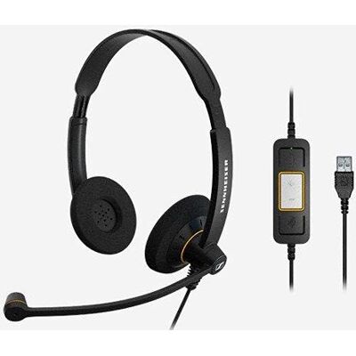 Sennheiser SC 60 USB ML Call Center headset on-ear wired black with orange accents Sennheiser SC 60 USB ML Call Center headset on-ear wired black with orange accents