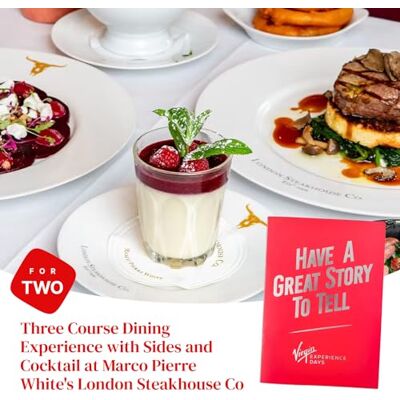 Virgin Experience Days 3 Course Dining with Cocktails for Two at Marco Pierre White, London 3 course dining with cocktails for two at Marco Pierre White London Steakhouse, London dining experience gift for couples Virgin Experience Days 3 Course Dining with Cocktails for Two at Marco Pierre White, London 3 course dining with cocktails for two at Marco Pierre White London Steakhouse, London dining experience gift for couples