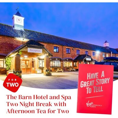 Virgin Experience Days Two Night Spa Break with Afternoon Tea for Two at The Barn Hotel Two night hotel spa break for two with afternoon tea and breakfast, weekend spa break gift experience for couples Virgin Experience Days Two Night Spa Break with Afternoon Tea for Two at The Barn Hotel Two night hotel spa break for two with afternoon tea and breakfast, weekend spa break gift experience for couples