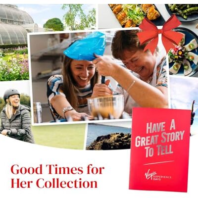 Virgin Experience Days Good Times for Her, Experience Gifts for Women Choice of over 150 experiences for one or two, spa day gifts for women, afternoon tea, days out gift experiences for women Virgin Experience Days Good Times for Her, Experience Gifts for Women Choice of over 150 experiences for one or two, spa day gifts for women, afternoon tea, days out gift experiences for women