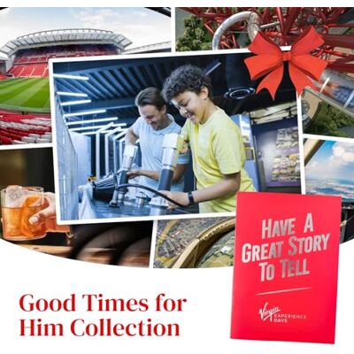 Virgin Experience Days Good Times for Him Collection, Experience Gifts for Men, 140 Choices Choice of over 140 experiences for one or two people, driving, dining, adventure, experience gifts for men Virgin Experience Days Good Times for Him Collection, Experience Gifts for Men, 140 Choices Choice of over 140 experiences for one or two people, driving, dining, adventure, experience gifts for men