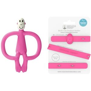 Matchstick Monkey Antimicrobial Silicone Teether & Gel Applicator, Easy Grip, BPA-Free + Multi-Use Holder Strap for Stroller, Car, Highchair, 3M+, Pink Matchstick Monkey Antimicrobial Silicone Teether & Gel Applicator, Easy Grip, BPA-Free + Multi-Use Holder Strap for Stroller, Car, Highchair, 3M+, Pink