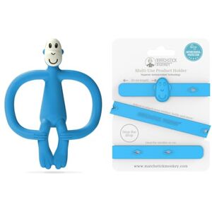 Matchstick Monkey Antimicrobial Silicone Teether & Gel Applicator, Easy Grip, BPA-Free + Multi-Use Holder Strap for Stroller, Car, Highchair, 3M+, Blue Matchstick Monkey Antimicrobial Silicone Teether & Gel Applicator, Easy Grip, BPA-Free + Multi-Use Holder Strap for Stroller, Car, Highchair, 3M+, Blue