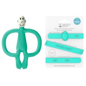 Matchstick Monkey Antimicrobial Silicone Teether & Gel Applicator, Easy Grip, BPA-Free + Multi-Use Holder Strap for Stroller, Car, Highchair, 3M+, Green Matchstick Monkey Antimicrobial Silicone Teether & Gel Applicator, Easy Grip, BPA-Free + Multi-Use Holder Strap for Stroller, Car, Highchair, 3M+, Green