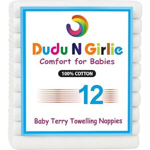 Dudu N Girlie 12 x Supreme Quality Terry Towelling Baby Nappies,100% Super Soft Cotton Approx Size 61cms. x 61cms. (24ins. x 24ins.) Very Absorbent Durable. Dudu N Girlie 12 x Supreme Quality Terry Towelling Baby Nappies,100% Super Soft Cotton Approx Size 61cms. x 61cms. (24ins. x 24ins.) Very Absorbent Durable.