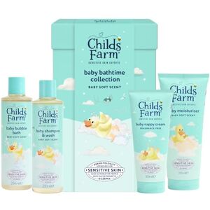 Childs Farm Baby Collection Gift New Baby Gift, Baby Bubble Bath (250ml), Shampoo & Body Wash (250ml), Moisturiser (200ml) & Nappy Cream (100ml) Suitable for Newborns with Sensitive Skin Childs Farm Baby Collection Gift New Baby Gift, Baby Bubble Bath (250ml), Shampoo & Body Wash (250ml), Moisturiser (200ml) & Nappy Cream (100ml) Suitable for Newborns with Sensitive Skin