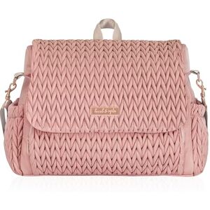 Hannah&Sophia Hannah & Sophia Belle Convertible Baby Diaper Backpack & Messenger Bag in Rose Pink, Large Storage Space, Dual Sided Water Resistant Changing Pad Included, Detachable Shoulder Straps, Easy to Clean Hannah&Sophia Hannah & Sophia Belle Convertible Baby Diaper Backpack & Messenger Bag in Rose Pink, Large Storage Space, Dual Sided Water Resistant Changing Pad Included, Detachable Shoulder Straps, Easy to Clean