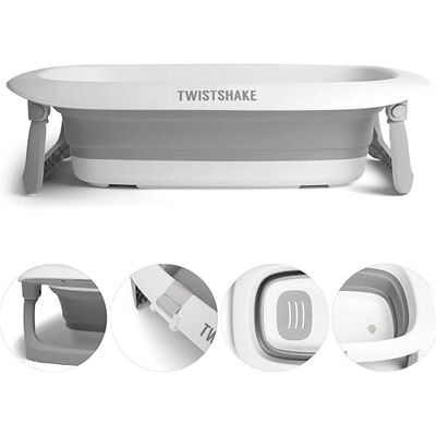 Twistshake Foldable & Non-Slip Baby Bath Tub Ergonomic Collapsable and Secure Portable Bathtub for Infants Toddler Shower Tub Suitable for 0+ Months Capacity: 30L Grey White Twistshake Foldable & Non-Slip Baby Bath Tub Ergonomic Collapsable and Secure Portable Bathtub for Infants Toddler Shower Tub Suitable for 0+ Months Capacity: 30L Grey White