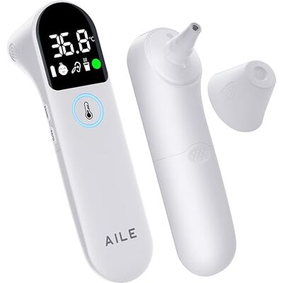AILE Digital Thermometer for Ear Forehead, Thermometer for Baby and Adults Fever Alarm, Silent Mode, Large LED Screen, 32 Memory, ℃ / ℉, Three Modes: in Ear Thermometer Forehead Object Temperature AILE Digital Thermometer for Ear Forehead, Thermometer for Baby and Adults Fever Alarm, Silent Mode, Large LED Screen, 32 Memory, ℃ / ℉, Three Modes: in Ear Thermometer Forehead Object Temperature