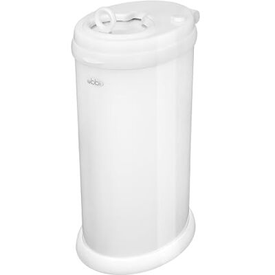 Ubbi Stainless Steel Nappy Bin, Odour Locking, No Special Bag Required, Award-Winning Diaper Pail, Cassette Free Disposal System, White Ubbi Stainless Steel Nappy Bin, Odour Locking, No Special Bag Required, Award-Winning Diaper Pail, Cassette Free Disposal System, White