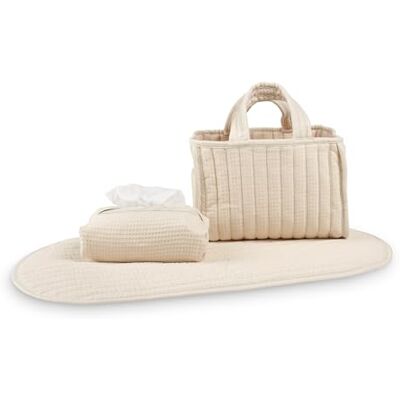 CuddleCo Nappy Caddy Set in Cashmere Waffle Includes Travel Changing Pad & Baby Wipe Cover, Newborn Essentials, Convenient Organisation CuddleCo Nappy Caddy Set in Cashmere Waffle Includes Travel Changing Pad & Baby Wipe Cover, Newborn Essentials, Convenient Organisation