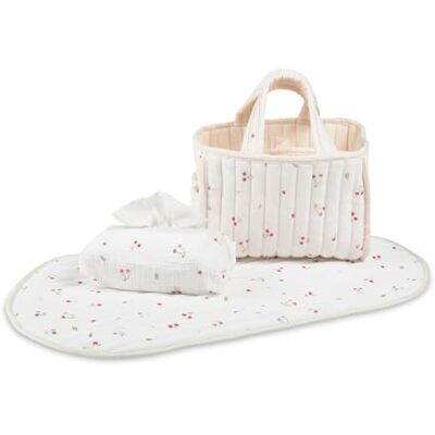 CuddleCo Nappy Caddy Set in Ditsy Cherry Includes Travel Changing Pad & Baby Wipe Cover, Newborn Essentials, Convenient Organisation CuddleCo Nappy Caddy Set in Ditsy Cherry Includes Travel Changing Pad & Baby Wipe Cover, Newborn Essentials, Convenient Organisation