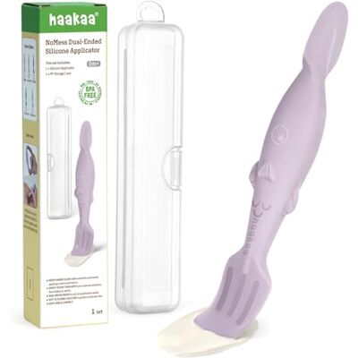 haakaa Baby Diaper Cream Spatula, NoMess Dual-Ended Silicone Diaper Rash Cream Applicator with Hygienic Case, Butt Spatula for Baby, Lavender haakaa Baby Diaper Cream Spatula, NoMess Dual-Ended Silicone Diaper Rash Cream Applicator with Hygienic Case, Butt Spatula for Baby, Lavender